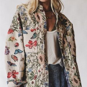 POL BUTTERFLY FLORAL SHACKET